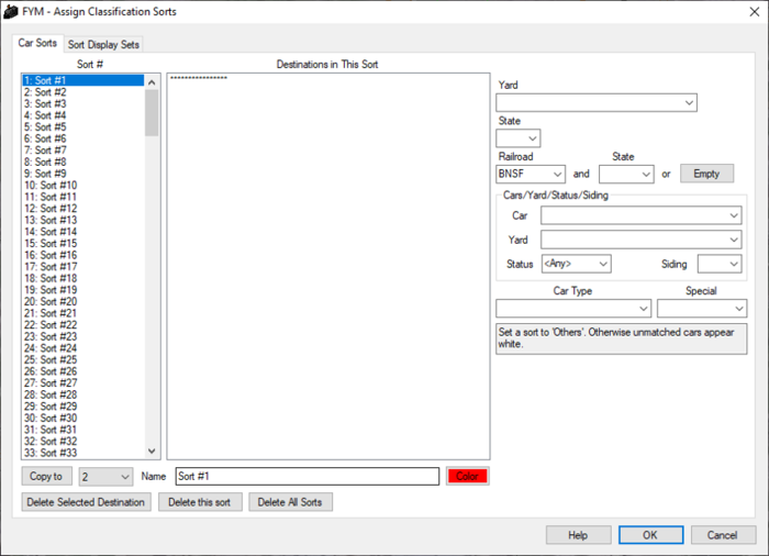 Assign Sorts and Tracks dialogue